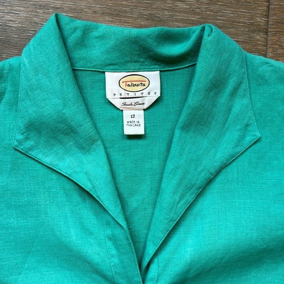 Talbots Irish linen green blouse size 12 petite - Picture 2 of 9
